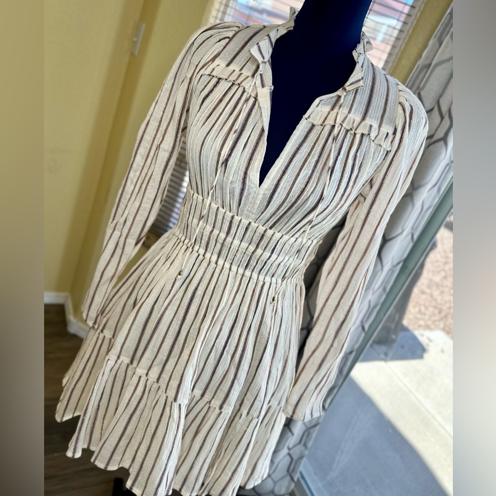 EUC Ulla Johnson Cream Striped Rosalind Mini Dress - Picture 7 of 17